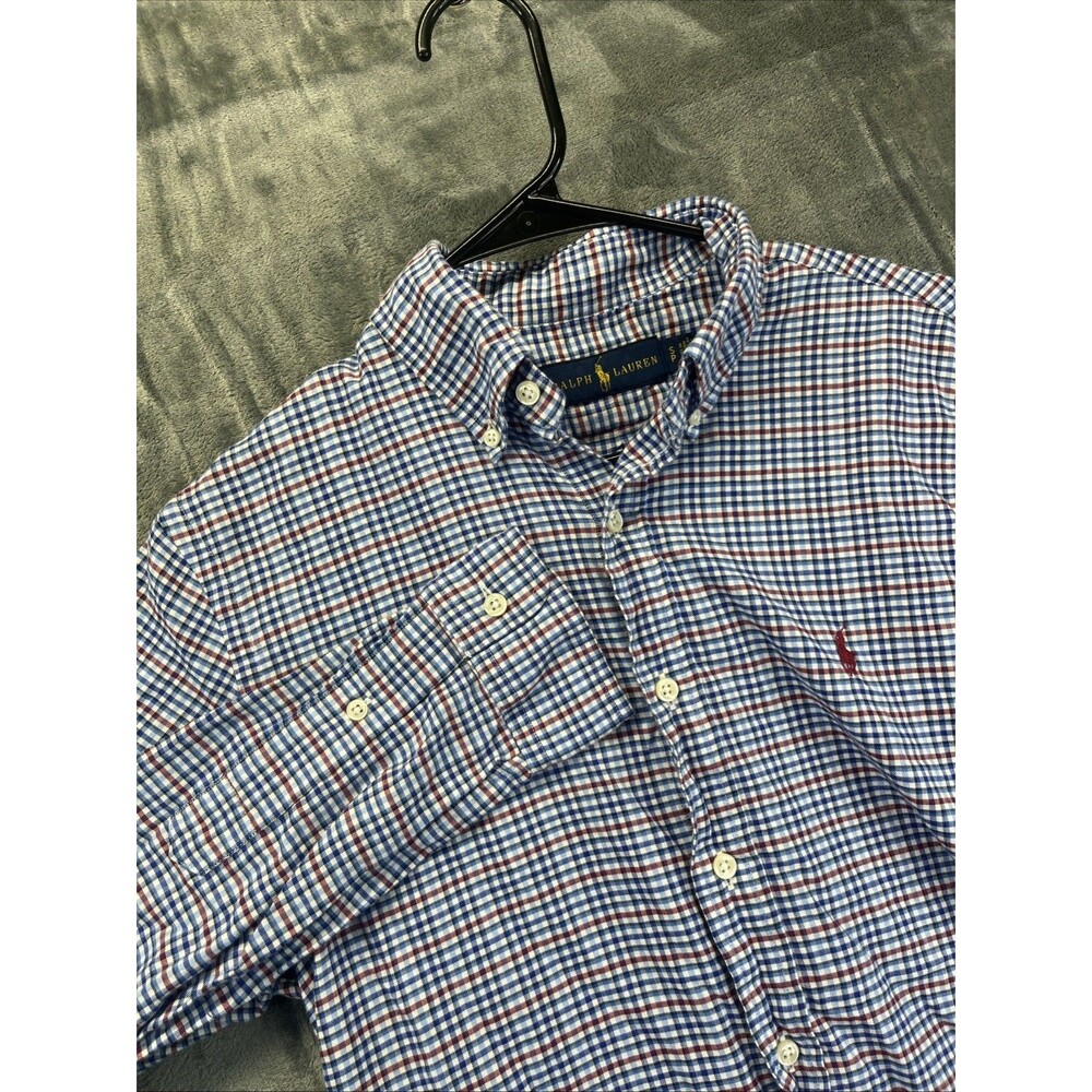 Ralph Lauren Button Down Blue Red White Plaid Check Pony Mens Small